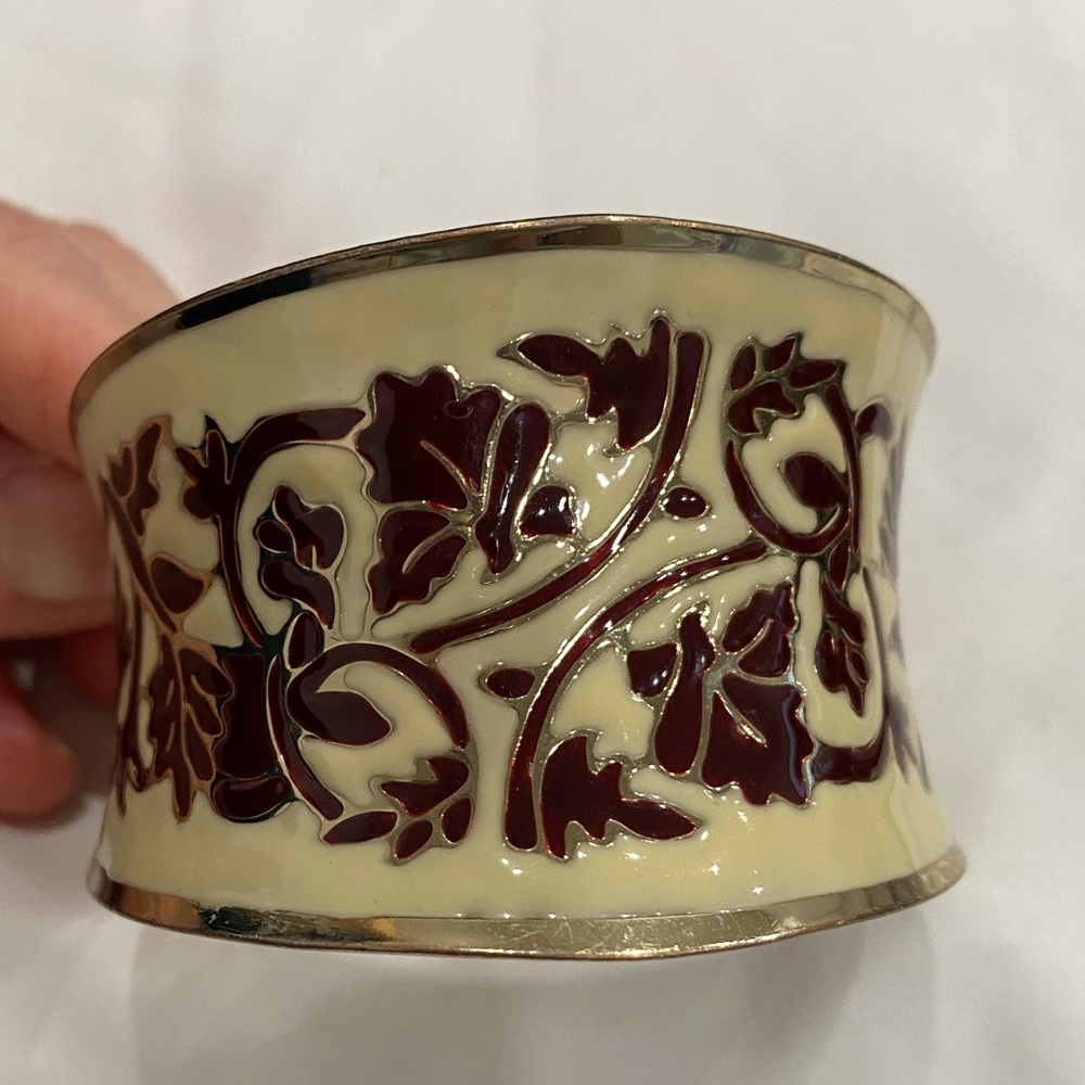 Off white, burgundy & gold cuff bracelet